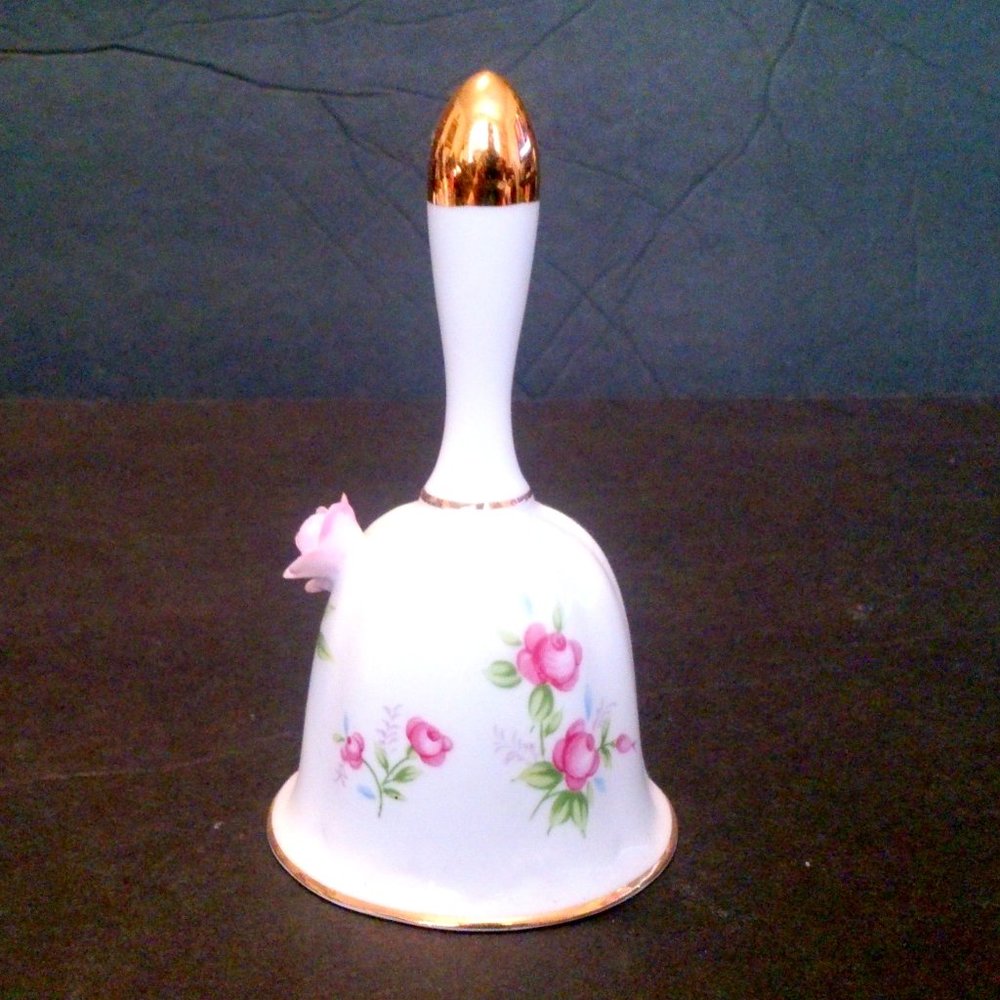 Vintage Towle Bone China Porcelain Pink Flower Bell *